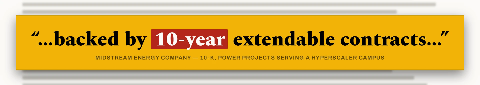 Highlighted contract language: backed by 10-year extendable contracts from a midstream energy company 10-K