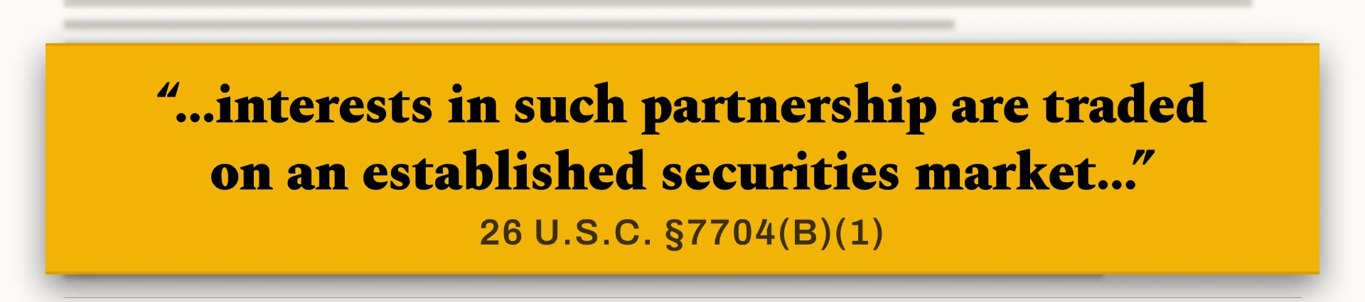 26 U.S. Code section 7704, publicly traded partnerships, with the established securities market clause highlighted