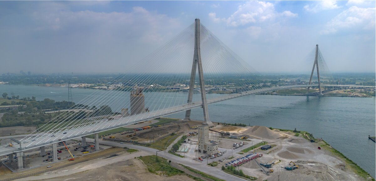 The Gordie Howe International Bridge between Detroit and Windsor